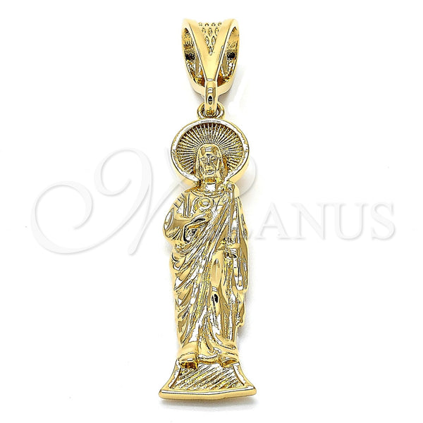Dije Religioso 05.185.0002 Oro Laminado, Diseño de Jesus, Diamantado, Tono Dorado