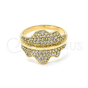 Anillo Multi Piedra 01.122.0007.09 Oro Laminado, con Blanca Zirconia Cubica, Pulido, Tono Dorado (Size 9)