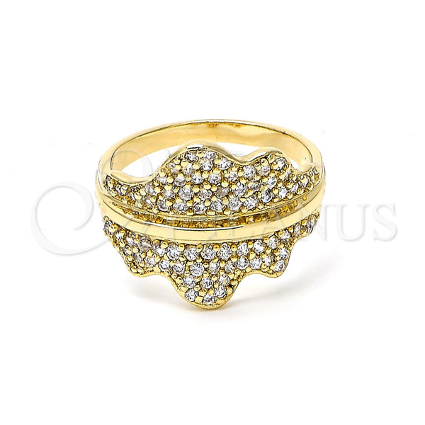 Anillo Multi Piedra 01.122.0007.09 Oro Laminado, con Blanca Zirconia Cubica, Pulido, Tono Dorado (Size 9)