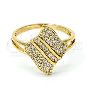Anillo Multi Piedra 01.122.0004.09 Oro Laminado, con Blanca Zirconia Cubica, Pulido, Tono Dorado (Size 9)