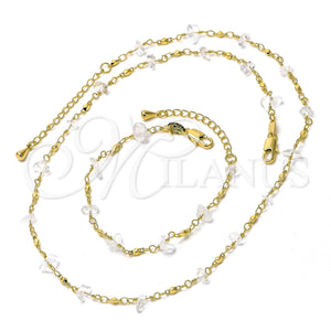 Collar y Pulsera 06.63.0166 Oro Laminado, con Blanca Cristal, Pulido, Tono Dorado