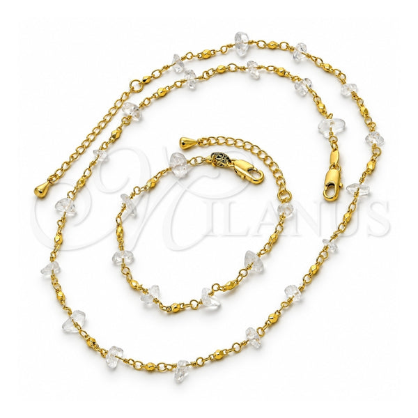 Collar y Pulsera 06.63.0166 Oro Laminado, con Cristal Blanca, Pulido, Tono Dorado