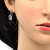 Arete Gancho Frances 02.122.0082.5 Oro Laminado, Diseño de Oja, con Tanzanita and Blanca Cristal, Pulido, Tono Dorado