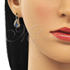 Arete Gancho Frances 5.125.012.3 Oro Laminado, Diseño de Gota, con Blanca and Zafiro Claro Cristal, Pulido, Tono Dorado