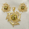 Juego de Arete y Dije de Adulto 10.91.0321 Oro Laminado, con Multicolor Opal, Mate, Tono Dorado