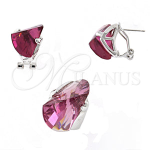 Juego de Arete y Dije de Adulto 10.91.0276 Rodio Laminado, con Zirconia Cubica Rodolito Claro, Pulido, Rodinado