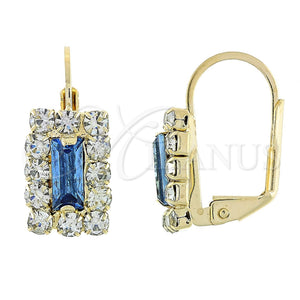 Arete Gancho Frances 5.125.020.2 Oro Laminado, con Tanzanita Claro and Blanca Zirconia Cubica, Pulido, Tono Dorado