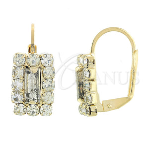Arete Gancho Frances 5.125.020.1 Oro Laminado, con Blanca Zirconia Cubica, Pulido, Tono Dorado