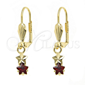 Arete Colgante 02.63.2447.1 Oro Laminado, Diseño de Estrella, con Granate Zirconia Cubica, Pulido, Tono Dorado