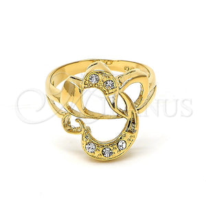 Anillo Multi Piedra 01.165.0002.08 Oro Laminado, Diseño de Corazón, con Blanca Cristal, Pulido, Tono Dorado (Size 8)