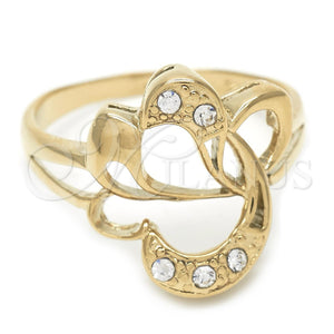 Anillo Multi Piedra 01.165.0002.10 Oro Laminado, Diseño de Corazón, con Blanca Cristal, Pulido, Tono Dorado (Size 10)