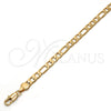 Tobillera Básica 5.222.014.10 Oro Laminado, Diseño de Figaro, Pulido, Tono Dorado (Calibre 140, Grosor 05.3 MM, 10 Pulgadas de Largo)