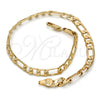 Tobillera Básica 5.222.014.10 Oro Laminado, Diseño de Figaro, Pulido, Tono Dorado (Calibre 140, Grosor 05.3 MM, 10 Pulgadas de Largo)