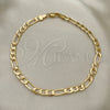 Tobillera Básica 5.222.014.10 Oro Laminado, Diseño de Figaro, Pulido, Tono Dorado (Calibre 140, Grosor 05.3 MM, 10 Pulgadas de Largo)