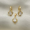 Juego de Arete y Dije de Adulto 10.195.0020 Oro Laminado, con Blanca Zirconia Cubica and Blanca Micro Pave, Pulido, Tono Dorado
