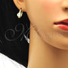 Arete Gancho Frances 02.195.0065 Oro Laminado, con Blanca Zirconia Cubica and Blanca Micro Pave, Pulido, Tono Dorado