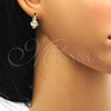 Arete Gancho Frances 02.195.0065 Oro Laminado, con Blanca Zirconia Cubica and Blanca Micro Pave, Pulido, Tono Dorado