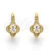 Arete Gancho Frances 02.195.0065 Oro Laminado, con Blanca Zirconia Cubica and Blanca Micro Pave, Pulido, Tono Dorado