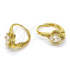 Arete Gancho Frances 02.195.0065 Oro Laminado, con Blanca Zirconia Cubica and Blanca Micro Pave, Pulido, Tono Dorado