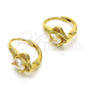 Arete Gancho Frances 02.195.0065 Oro Laminado, con Blanca Zirconia Cubica and Blanca Micro Pave, Pulido, Tono Dorado