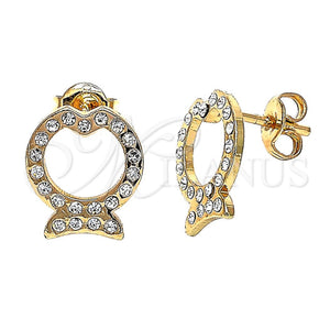Arete Dormilona 02.59.0099 Oro Laminado, con Blanca Cristal, Pulido, Tono Dorado