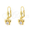 Arete Colgante 02.63.2449 Oro Laminado, Diseño de Mariposa, con Blanca Zirconia Cubica, Pulido, Tono Dorado