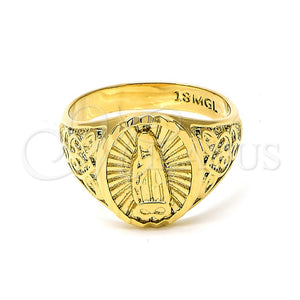 Anillo de Hombre 01.185.0003.11 Oro Laminado, Diseño de Guadalupe, Diamantado, Tono Dorado (Size 11)