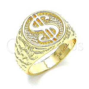 Anillo de Hombre 01.185.0001.12 Oro Laminado, Diseño de Dinero, Pulido, Tono Dorado (Tamaño 12)