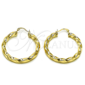 Argolla Mediana 02.170.0024.40 Oro Laminado, Diseño de Hueco y Torcido, Pulido, Tono Dorado