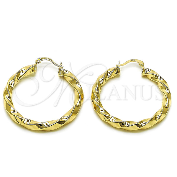 Argolla Mediana 02.170.0024.40 Oro Laminado, Diseño de Hueco y Torcido, Pulido, Tono Dorado