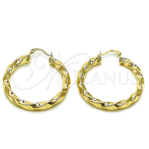 Argolla Mediana 02.170.0024.40 Oro Laminado, Diseño de Hueco y Torcido, Pulido, Tono Dorado
