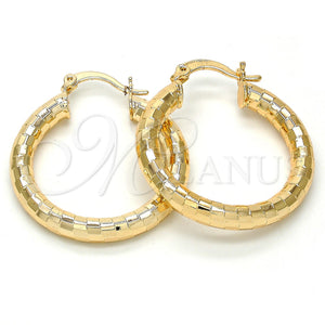 Argolla Mediana 5.139.028.30 Oro Laminado, Diseño de Hueco, Diamantado, Tono Dorado