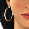 Argolla Grande 5.139.028.50 Oro Laminado, Diseño de Hueco, Diamantado, Tono Dorado