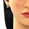 Juego de Arete y Dije de Adulto 10.156.0019.2 Oro Laminado, Diseño de Tortuga, con Zafiro Azul and Blanca Micro Pave, Pulido, Tono Dorado