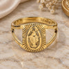 Anillo de Hombre 5.178.009.11 Oro Laminado, Diseño de Virgen Maria, Pulido, Tono Dorado (Tamaño 11)