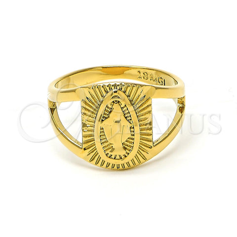 Anillo de Hombre 5.178.009.12 Oro Laminado, Diseño de Virgen Maria, Pulido, Tono Dorado (Size 12)