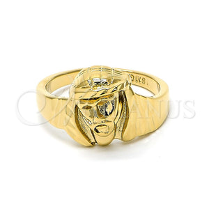 Anillo de Hombre 5.178.014.12 Oro Laminado, Diseño de Jesus, Pulido, Tono Dorado (Size 12)