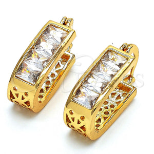 Argolla Pequeña 02.196.0018.15 Oro Laminado, con Blanca Zirconia Cubica, Pulido, Tono Dorado