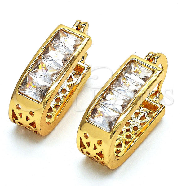 Argolla Pequeña 02.196.0018.15 Oro Laminado, con Blanca Zirconia Cubica, Pulido, Tono Dorado