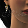Argolla Pequeña 02.196.0019.15 Oro Laminado, Diseño de Flor, con Multicolor Zirconia Cubica, Pulido, Tono Dorado