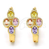 Argolla Pequeña 02.196.0019.15 Oro Laminado, Diseño de Flor, con Multicolor Zirconia Cubica, Pulido, Tono Dorado