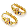 Argolla Pequeña 02.196.0019.15 Oro Laminado, Diseño de Flor, con Multicolor Zirconia Cubica, Pulido, Tono Dorado