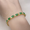 Pulsera Tennis 03.206.0004.3.07 Oro Laminado, Diseño de Cluster, con Zirconia Cubica Verde y Blanca, Pulido, Tono Dorado (Grosor 06 MM, 7 Pulgadas de Largo)