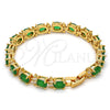 Pulsera Tennis 03.206.0004.3.07 Oro Laminado, Diseño de Cluster, con Zirconia Cubica Verde y Blanca, Pulido, Tono Dorado (Grosor 06 MM, 7 Pulgadas de Largo)
