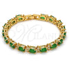 Pulsera Tennis 03.206.0004.3.07 Oro Laminado, Diseño de Cluster, con Zirconia Cubica Verde y Blanca, Pulido, Tono Dorado (Grosor 06 MM, 7 Pulgadas de Largo)
