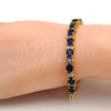 Pulsera Tennis 03.206.0004.2.07 Oro Laminado, Diseño de Cluster, con Zirconia Cubica Zafiro Azul y Blanca, Pulido, Tono Dorado (Grosor 06 MM, 7 Pulgadas de Largo)