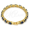 Pulsera Tennis 03.206.0004.2.07 Oro Laminado, Diseño de Cluster, con Zirconia Cubica Zafiro Azul y Blanca, Pulido, Tono Dorado (Grosor 06 MM, 7 Pulgadas de Largo)