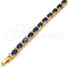 Pulsera Tennis 03.206.0004.2.07 Oro Laminado, Diseño de Cluster, con Zirconia Cubica Zafiro Azul y Blanca, Pulido, Tono Dorado (Grosor 06 MM, 7 Pulgadas de Largo)