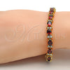 Pulsera Tennis 03.206.0004.1.07 Oro Laminado, Diseño de Cluster, con Granate and Blanca Zirconia Cubica, Pulido, Tono Dorado (06 MM Thickness, 7 Inches Length)