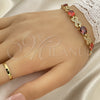 Pulsera Tennis 03.206.0001.07 Oro Laminado, Diseño de Besos y Abrazos, con Zirconia Cubica Granate y Blanca, Pulido, Tono Dorado (Grosor 07 MM, 7 Pulgadas de Largo)